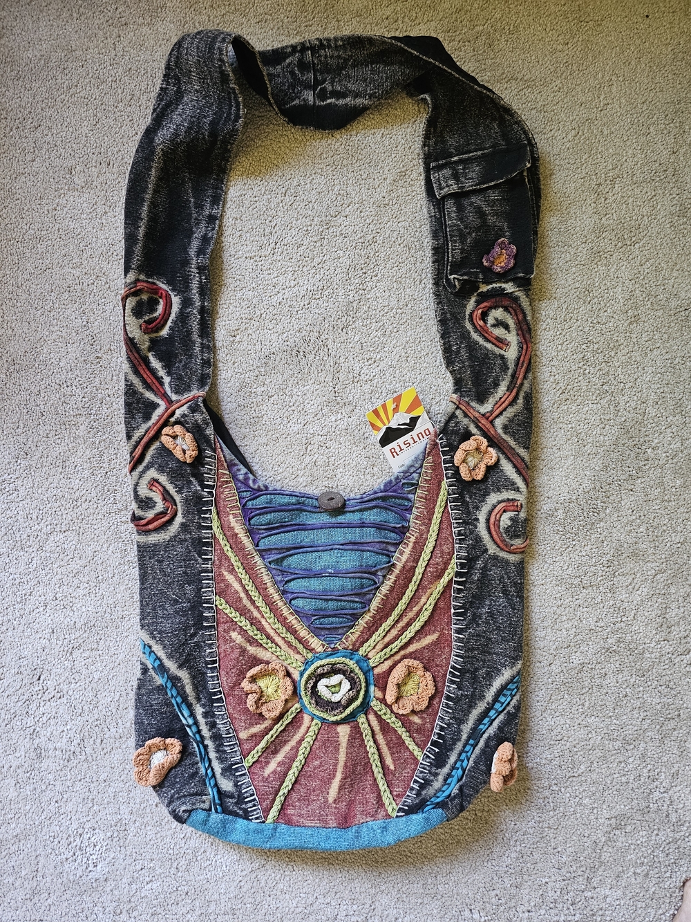 Rising International Boho Crossbody Multicolor Embroidered Bag NWT